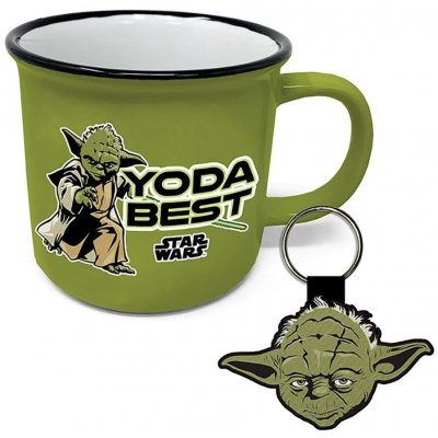 CurePink Dárkový set Star Wars Hvězdné války Yoda Best hrnek přívěsek hrnku 315 ml
