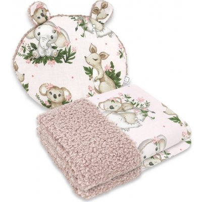 Miminu 2 dílná sada do kočárku s oušky bavlna + Beránek Skippy růžová – Hledejceny.cz