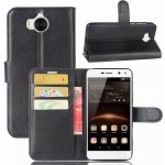 Litchi PU kožené peněženkové pouzdro na Huawei Y6 (2017) - černé – Zboží Živě