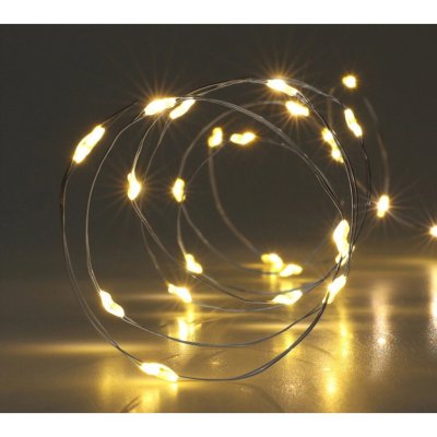 Koopman Světelný řetěz na baterie, 80 LED teplá bílá, stříbrný drát, 395 cm – Hledejceny.cz