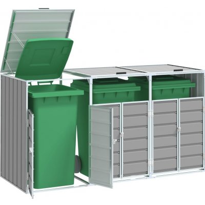 vidaXL Box na 3 popelnice 216 x 81 x 115 cm ocel šedý – Zboží Dáma