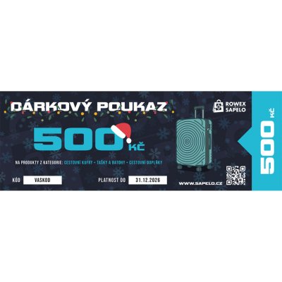 Voucher na nákup cestovních kufrů na Sapelo.cz Hodnota: 500 Kč – Zboží Mobilmania