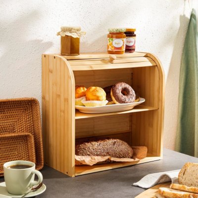Die moderne Hausfrau Dvoupatrový bambusový chlebník s rolovacím víkem – Sleviste.cz