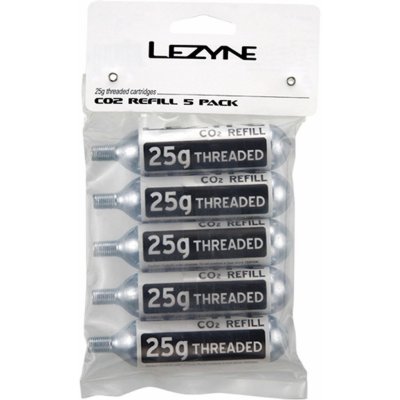 Lezyne CO2 bombička 25G - 5 PACK Silver/ W/B Sticker (4712805976232)