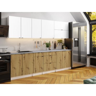 FRONTI Kuchyňská linka PEREA 260 cm Dub artisan/Bílá – Zboží Dáma