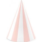 PartyDeco Čepičky růžovobílé proužky 6ks – Zboží Dáma