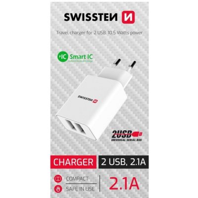 Swissten síťový adaptér smart ic 2x usb 2,1a power bílý (samoprodavač) – Sleviste.cz