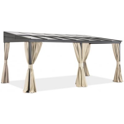 Garden Point Tarragona se závěsy Hliníková stříška na terasu 3 x 6 m béžová – Zboží Mobilmania