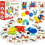 Montessori WOOPIE GREEN Dřevěné puzzle 40 rekonstrukčních vzorů 55 ks certifikát FSC – Sleviste.cz