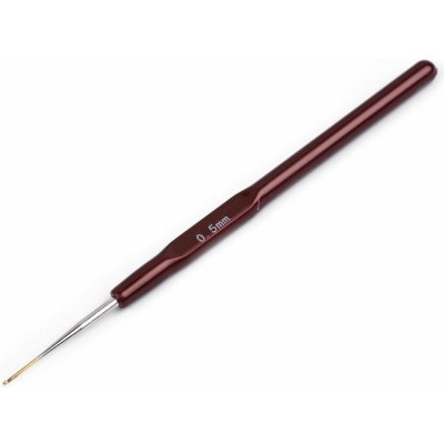 Háček na háčkování se zlatou špičkou vel. 0,5; 0,7; 0,9; 1,1; 1,3; 1,5; 1,7; 1,9 Varianta: 1 (0,5 mm) hnědá, Balení: 1 ks – Hledejceny.cz