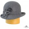 Klobouk Dámský klobouk zdobený vlněnou aplikací šedá melír
