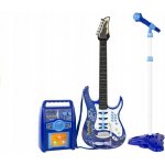 Lean Toys Hravá elektrická kytara zesilovačem a mikrofonem modrá – Zboží Dáma