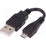 Qoltec 50520 USB 2.0, USB A vidlice, USB B micro vidlice, 0,1m, černý
