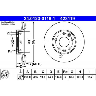 ATE Brzdový kotouč 24.0123-0119.1