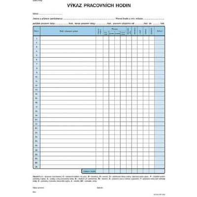 Optys 1152 Výkaz pracovních hodin A4 nepropisovací – Zboží Živě