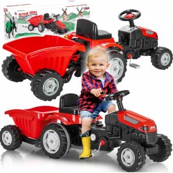 Malplay šlapací traktor s vlečkou Max červený