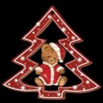 AMADEA Dřevěná ozdoba barevná stromek s medvídkem 6 cm – Zboží Mobilmania