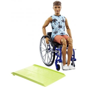 Barbie Model Ken na invalidním vozíku v modrém kostkovaném tílku 195