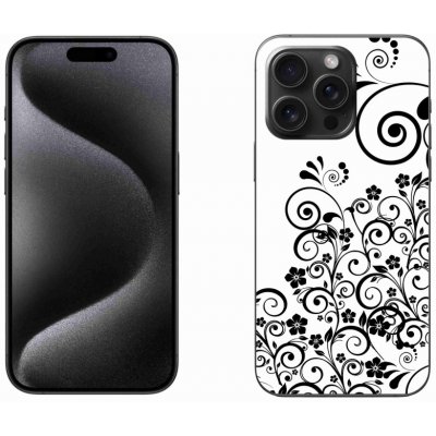 mmCase Gelové iPhone 15 Pro Max - černobílé květinové vzory – Zbozi.Blesk.cz