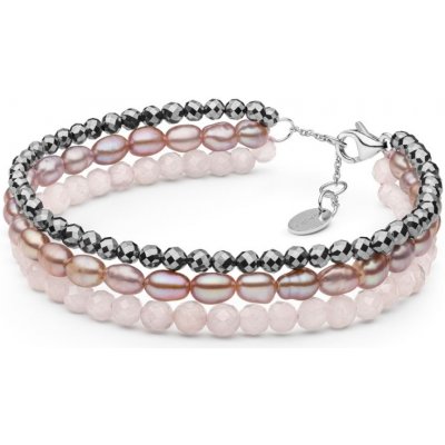 Gaura Pearls Trojitý náramek Florence terahertz perla křemen 234-110B Růžová