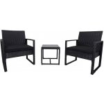 Idea Balkonový zahradní ratan set stůl + 2 křesla OLBIA antracit – Zboží Dáma