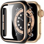 AW Lesklé prémiové ochranné pouzdro s tvrzeným sklem pro Apple Watch Rozteč: 41mm, Barva: Černé tělo / rose gold obrys IR-AWCASE026 – Zboží Živě