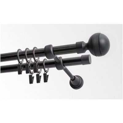 GARNÝŽE-HEBR Garnýž Gabi černá dvojitá 300 cm – Sleviste.cz