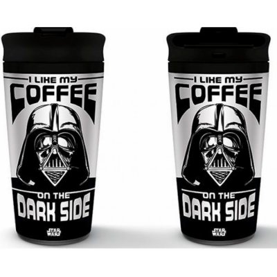 CurePink Nerezový cestovní hrnek Star Wars Hvězdné války I Like My Coffee On The Dark Side 450 ml