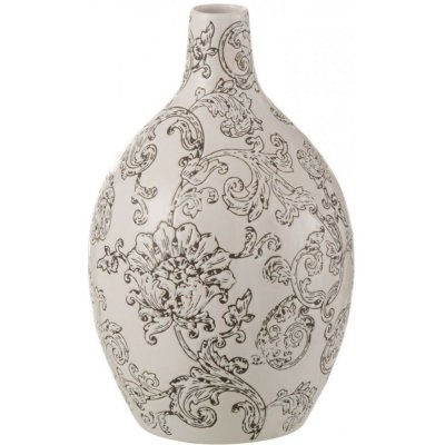 Bílo-černá porcelánová váza s květy Zen Ball – 20*20*33 cm - J-Line by Jolipa – Hledejceny.cz