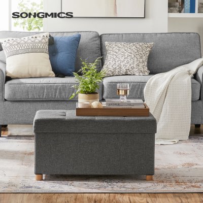SONGMICS Úložný sedací box na nožkách 65 l tmavě šedý – Zboží Dáma