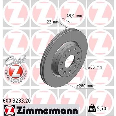 Brzdový kotouč ZIMMERMANN 600.3233.20 | Zboží Auto