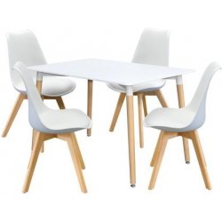 IDEA nábytek Jídelní stůl 120 x 80 QUATRO bílý + 4 židle QUATRO bílé