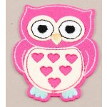 Nažehlovací záplata - sovička se srdíčky - rozměr 7,5 cm x 6 cm - růžová, šedá šedá_CEZ2513 – Zboží Dáma