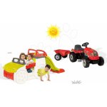 SMOBY 840200-16 preliezačka Adventure Car s pieskoviskom a šmykľavkou + červený traktor RX Bull s prívesom – Zboží Dáma