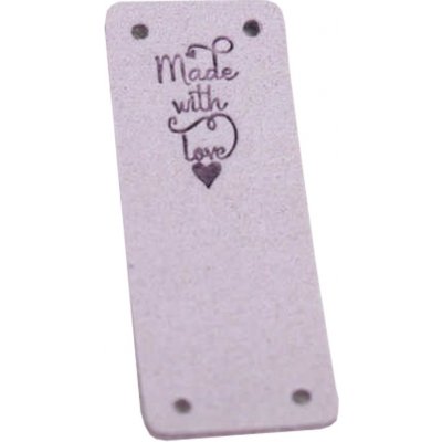Pro Háčkování Koženková cedulka - přes okraj - Made with love - 20x50 mm světle fialová – Sleviste.cz
