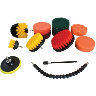 SATRA S-CLEAN21 Kartáče a mycí houby na čištění, uchycení na vrtačku 1/4", sada 21 dílů – Zboží Dáma