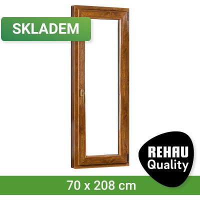 SKLADOVÁ-OKNA REHAU Smartline+ Bílá dovnitř / Zlatý dub ven 70 x 208 cm pravé