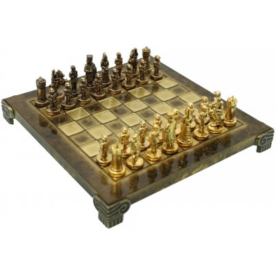 Manopoulos Ručně vyráběná sada šachových figurek Byzantský empír, zlatá a hnědá 20x20cm – Zboží Dáma