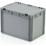 TBA Plastová Euro přepravka 600 x 400 x 420 cmmm s víkem plný úchyt – Sleviste.cz