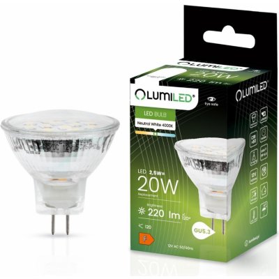 Lumiled LED žárovka LED GU5,3 MR11 2,5W = 25W 220lm 4000K 230v Neutrální bílá 120° – Zboží Mobilmania