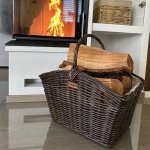 Vingo Hnědý ratanový koš na dřevo s textilií 42 x 30 cm – Hledejceny.cz