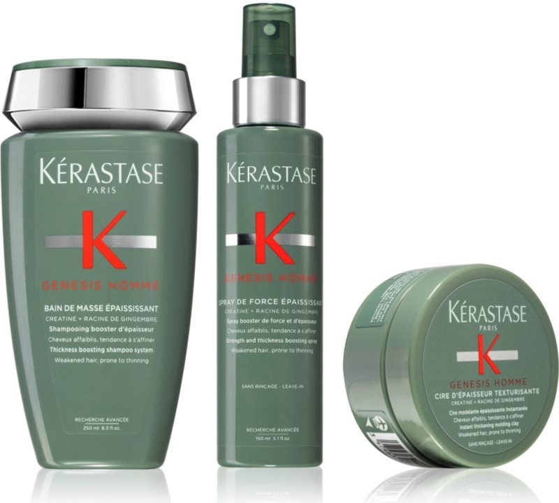 Kérastase Genesis posilující šampon proti padání vlasů 250 ml + stylingová modelovací pasta pro jemné nebo řídnoucí vlasy 75 ml + posilující sprej pro slabé vlasy s tendencí vypadávat