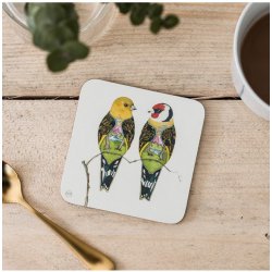 TácekThe DM Collection UK pod sklenici Two Goldfinches Pěnkava 9x9cm