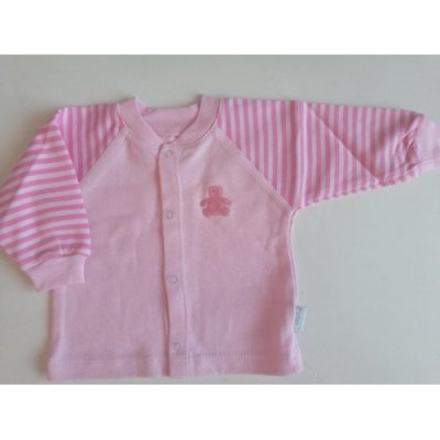 bavlněný kabátek na patentky s aplikací medvídka a proužky na rukávku PATSAN růžová – Zboží Mobilmania