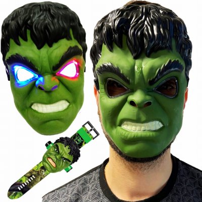 MASKA HULK SVÍTÍCÍ SVÍTÍ LED HODINKY S 3D PROJEKTOREM OBRÁZKY AVENGERS