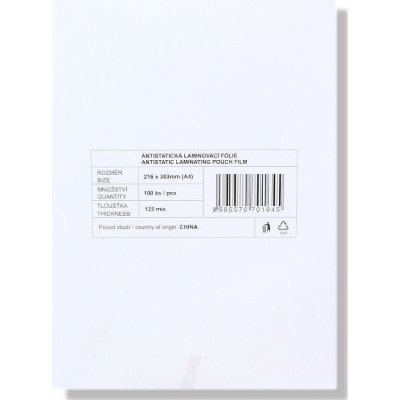 Laminovací fólie - kapsy A4, 125 mic (100 ks) – Zboží Dáma