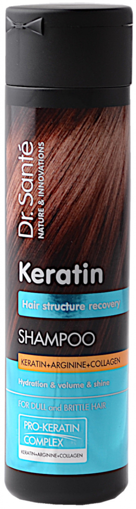 Dr. Santé Keratin regenerační a hydratační šampon pro křehké vlasy bez lesku Keratin Arginine and Collagen 250 ml