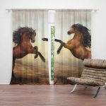 Závěsy Vzpínající se koně: 2 ks - 140x250 cm - Sablio – Hledejceny.cz