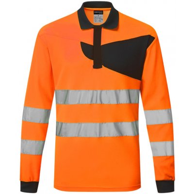 Portwest Polokošile PW220 Hi-Vis L/S dlouhý rukáv reflexní Oranžová/černá M – Zboží Dáma