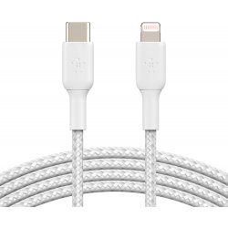 Belkin CAA004bt2MWH oplétaný USB-C - Lightning, 2m, bílý